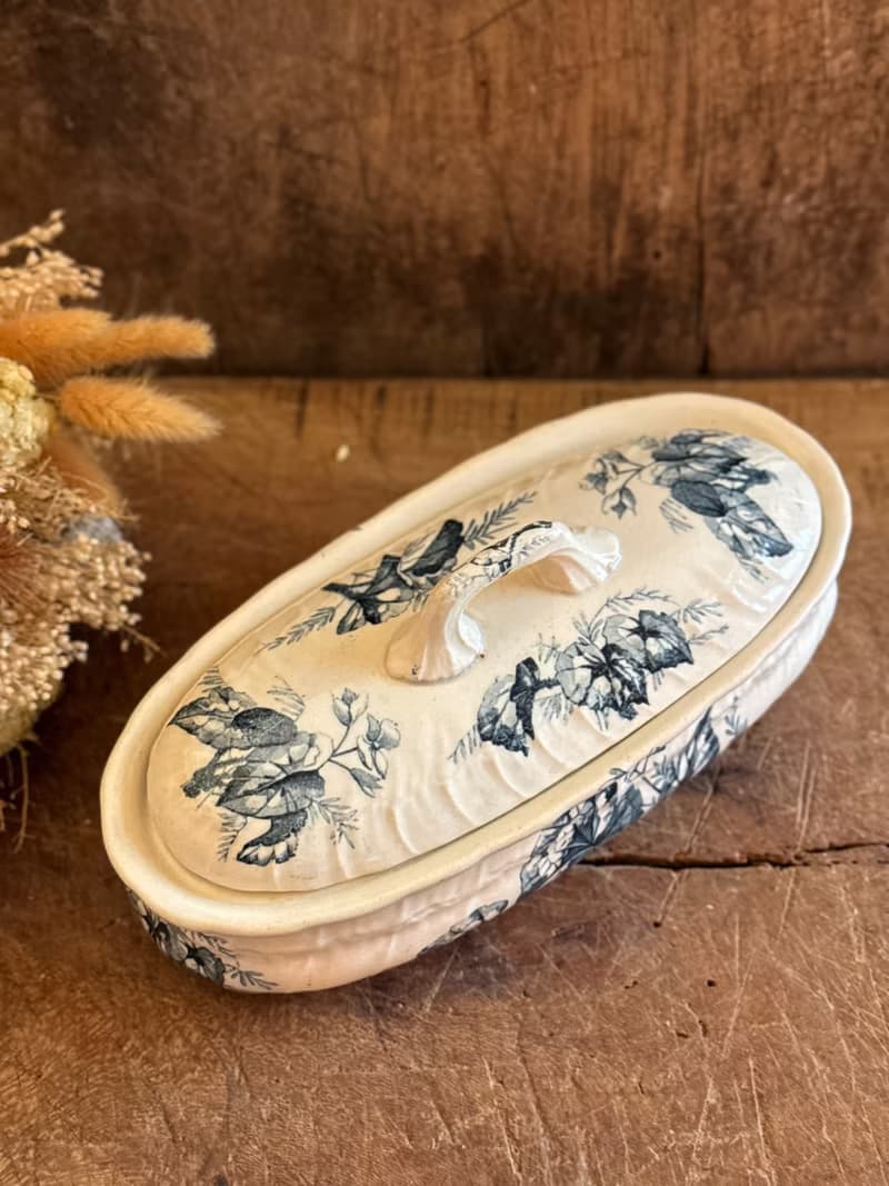 40223-迷人法國古董牙刷瓷盒