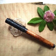 花梨木 原木 手工筆 鋼珠筆( 浮雕花款)