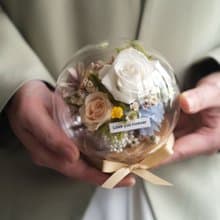 畢業禮物/永生花/乾燥花圓球玻璃盅/春日限定色/生日禮物/刻字