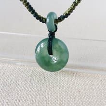 本命年【歲歲平安】冰綠翡翠絲光編織項鍊*SA59*招財開運、避邪