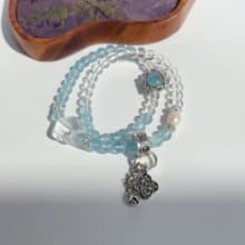 天然海藍寶白水晶雙拼手串女款小眾高級感輕奢水晶女朋友閨蜜禮物