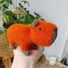 Capybara soft toy orange cute. Holiday gift. Stuffed capybara plush toy