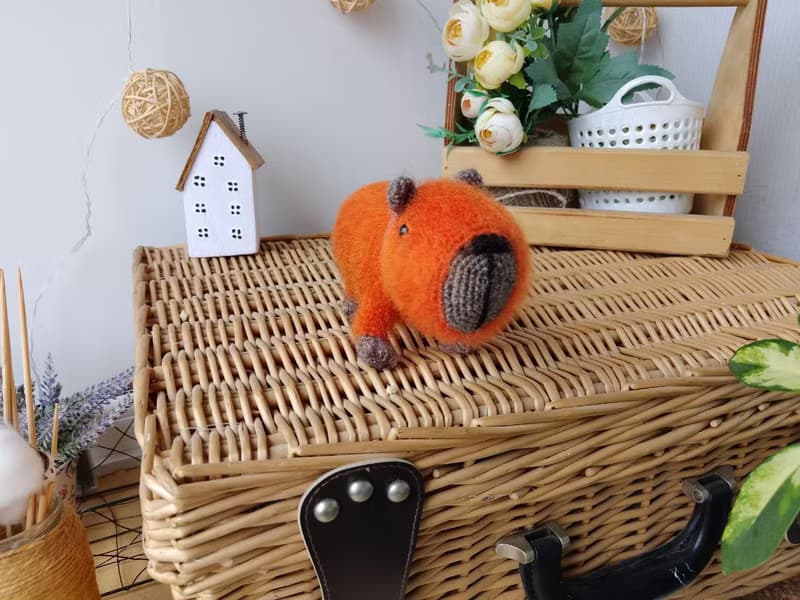 Capybara soft toy orange cute. Holiday gift. Stuffed capybara plush toy