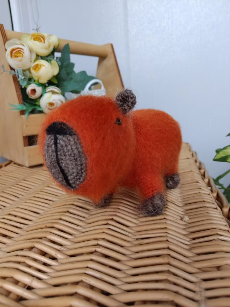 Capybara soft toy orange cute. Holiday gift. Stuffed capybara plush toy