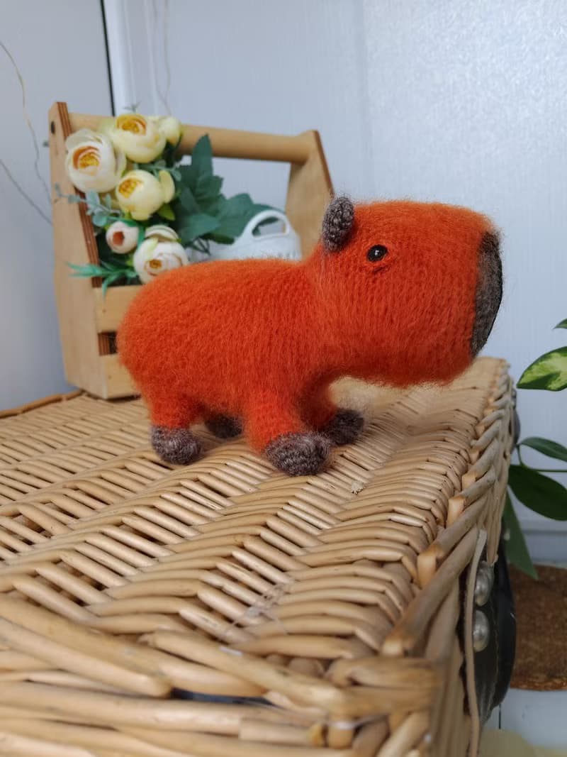 Capybara soft toy orange cute. Holiday gift. Stuffed capybara plush toy