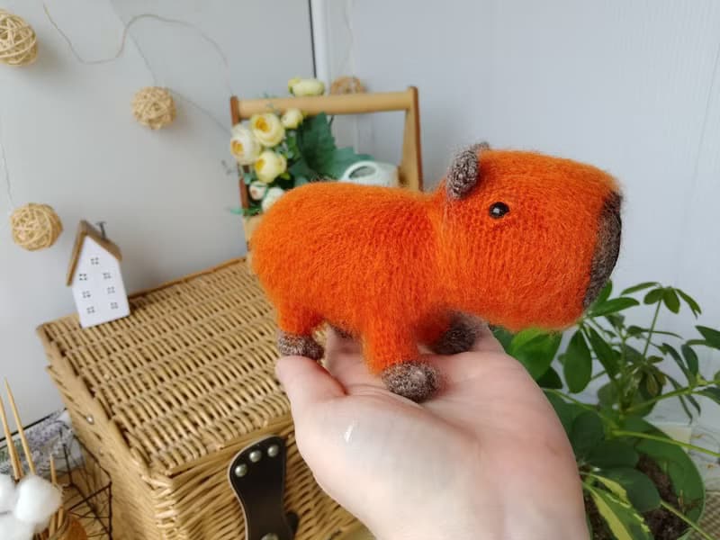 Capybara soft toy orange cute. Holiday gift. Stuffed capybara plush toy