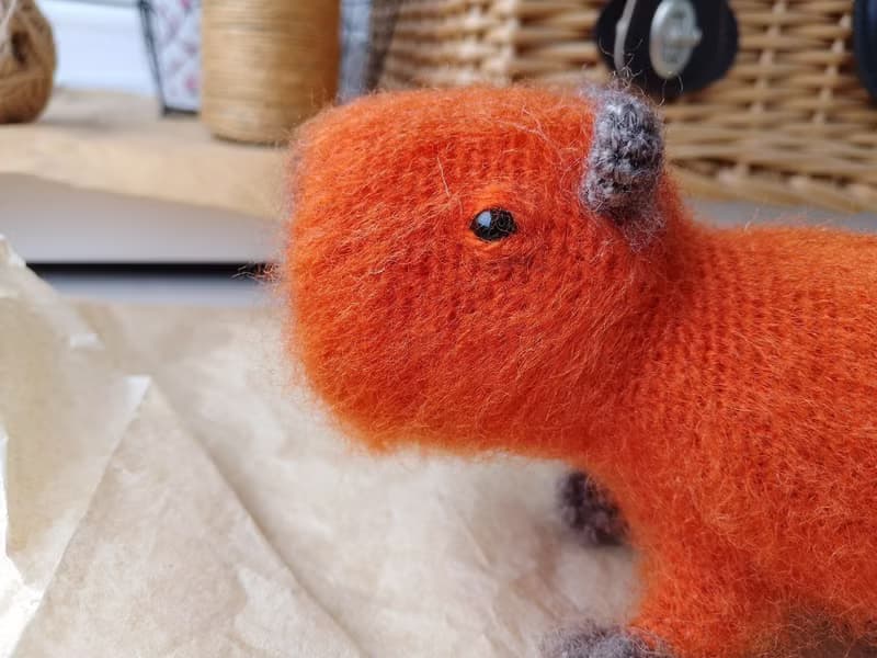 Capybara soft toy orange cute. Holiday gift. Stuffed capybara plush toy