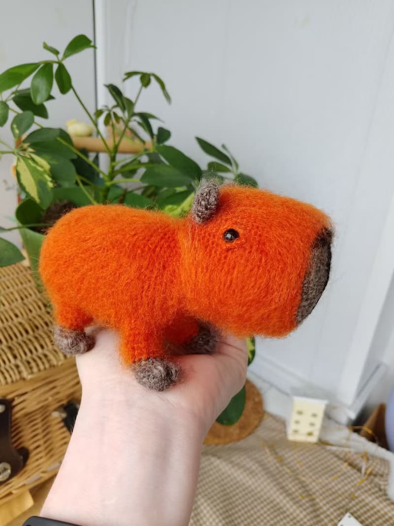 Capybara soft toy orange cute. Holiday gift. Stuffed capybara plush toy