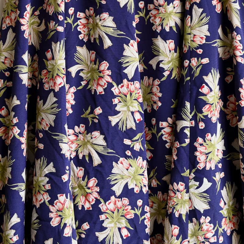 【蛋植物古著】鮮明花束印花高腰古著圓裙