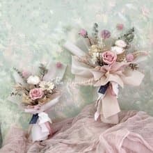 /The flower42/奶茶粉永生花花束中