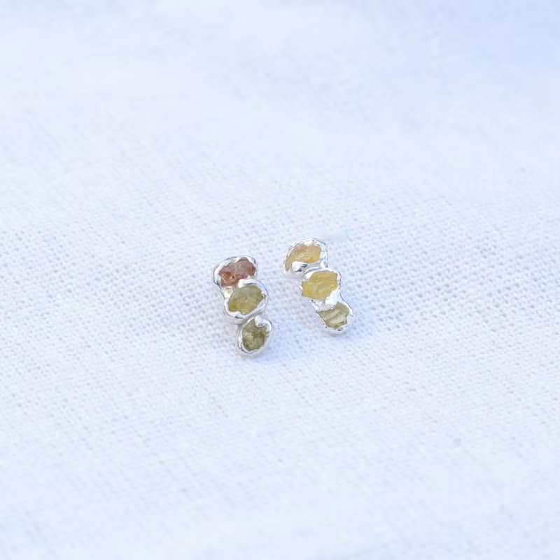 黃色藍寶石銀耳環