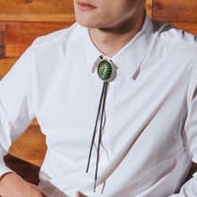 夏日風情-棕櫚葉 保羅領帶 Bolo Tie 真皮 皮革項鍊 皮繩領帶