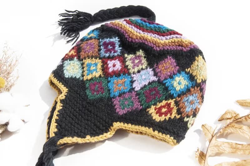 針織純羊毛帽/手工內刷毛毛帽/針織毛帽/飛行毛帽/毛線帽-南美洲