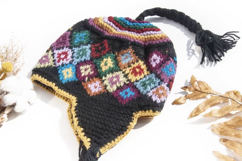 針織純羊毛帽/手工內刷毛毛帽/針織毛帽/飛行毛帽/毛線帽-南美洲