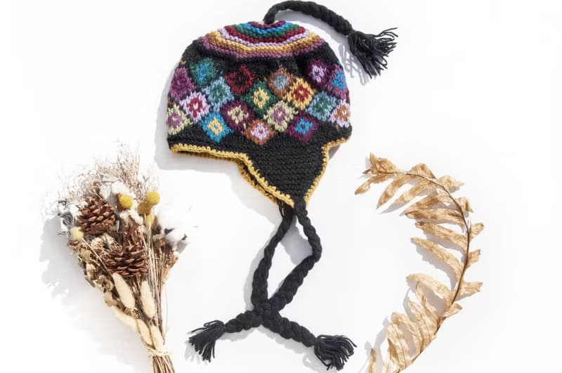 針織純羊毛帽/手工內刷毛毛帽/針織毛帽/飛行毛帽/毛線帽-南美洲