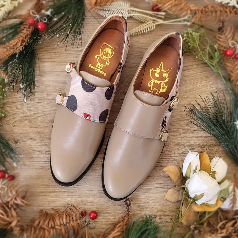 真皮雙扣孟克鞋 - 珍珠奶茶 女鞋皮鞋