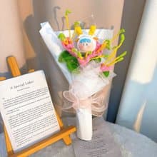 白羊座鉤織花束  手作金銀花和白羊人小玩偶