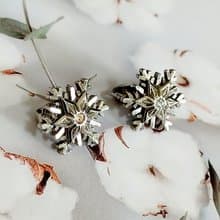 vintage jewelry  古典立體雪花造型 夾式耳環