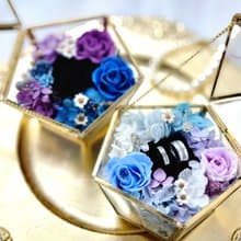 永生玫瑰花玻璃珠寶戒指盒-藍紫色五角星 情人節禮物