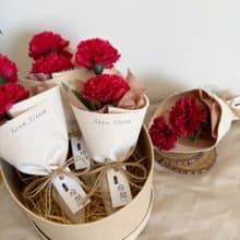 母親節花束 康乃馨 香皂花 乾燥花 布包小花束