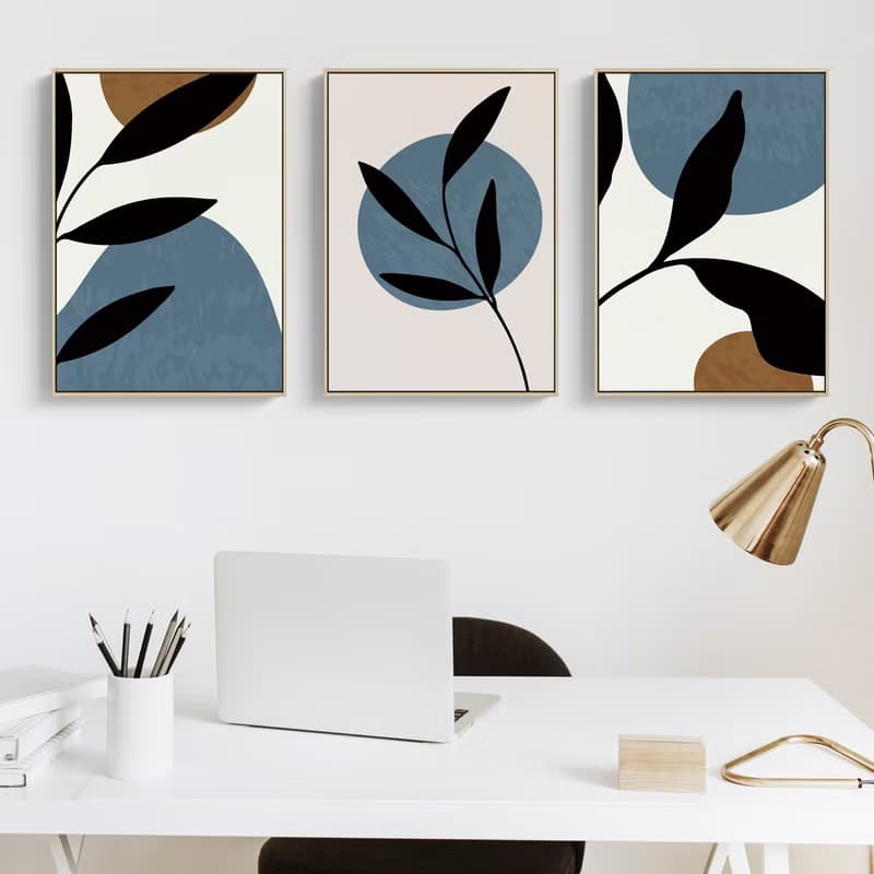 幾何 • 墨葉I - 簡約莫蘭迪葉子掛畫/北歐質感裝飾畫/辦公室擺設