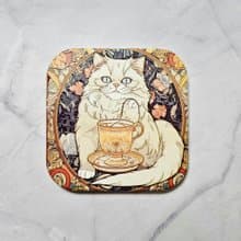 塔羅貓-晶雕吸水陶瓷杯墊
