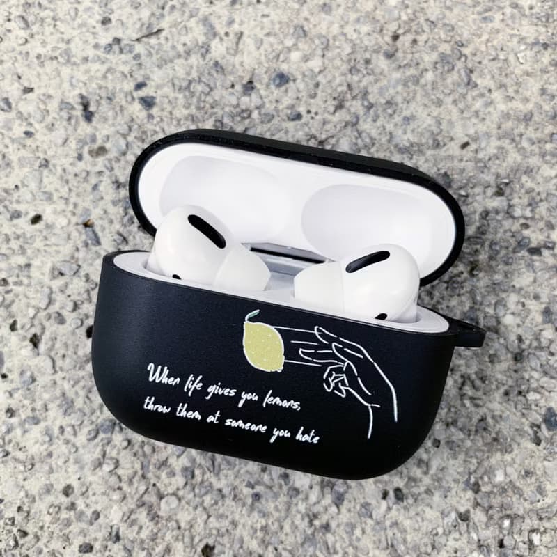 拿檸檬砸討厭的人 黑色磨砂軟殼 AirPods Pro 耳機保護套 耳機殼