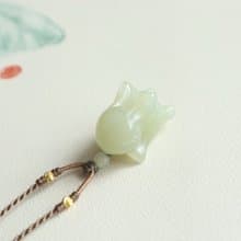 天然和田玉小萌寵生肖兔吊墜玉質細膩脂份厚純手工雕刻小兔子吊墜