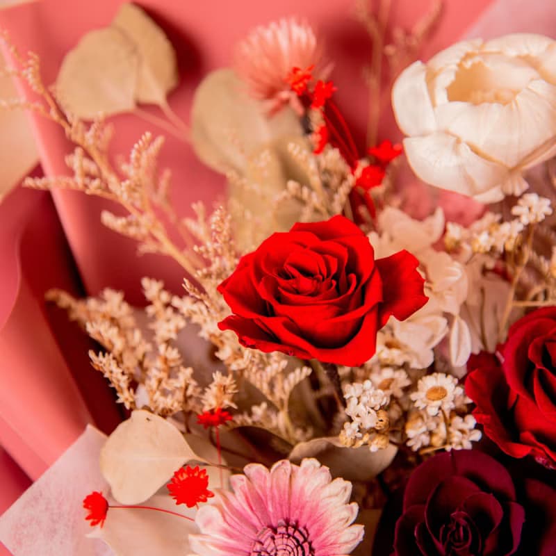 【雍容紅】榮升花束 求婚花束 大型 乾燥花 永生花花束 / 生日