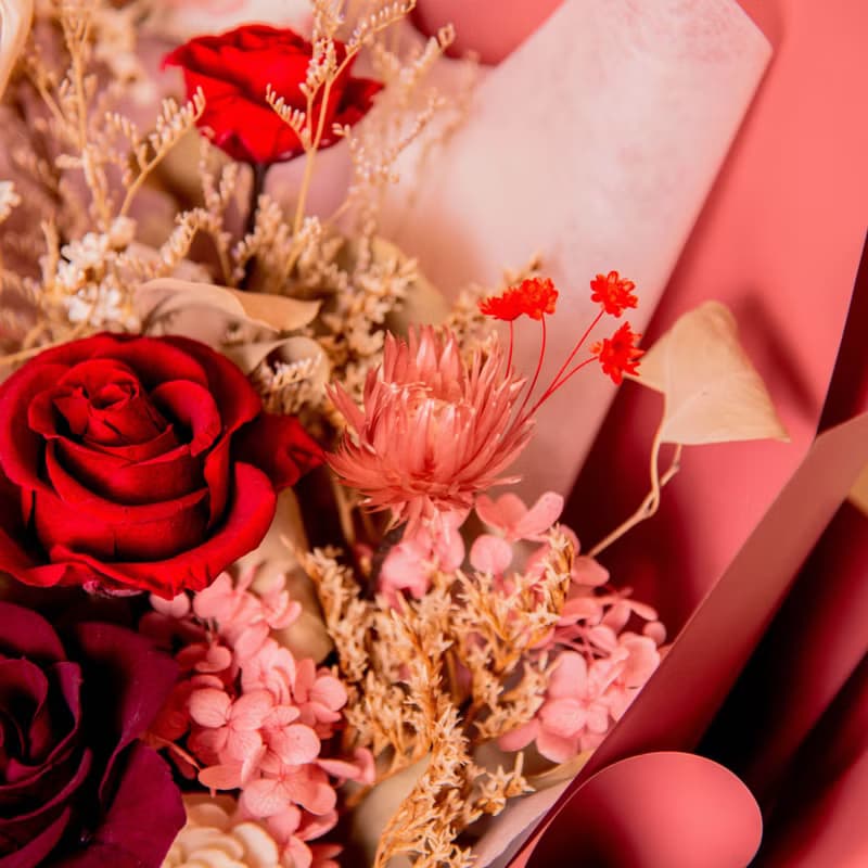 【雍容紅】榮升花束 求婚花束 大型 乾燥花 永生花花束 / 生日