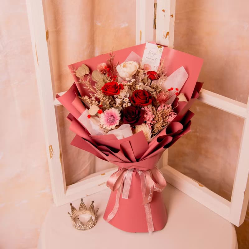 【雍容紅】榮升花束 求婚花束 大型 乾燥花 永生花花束 / 生日