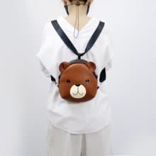 Brown bear mini backpack ,Bear crossbody bag,hand painted bag, handmade backpack