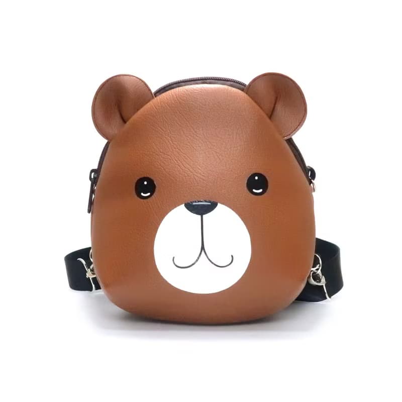 Brown bear mini backpack ,Bear crossbody bag,hand painted bag, handmade backpack