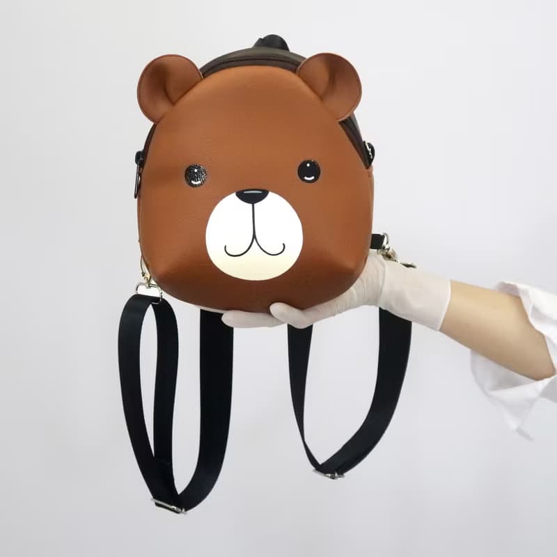 Brown bear mini backpack ,Bear crossbody bag,hand painted bag, handmade backpack