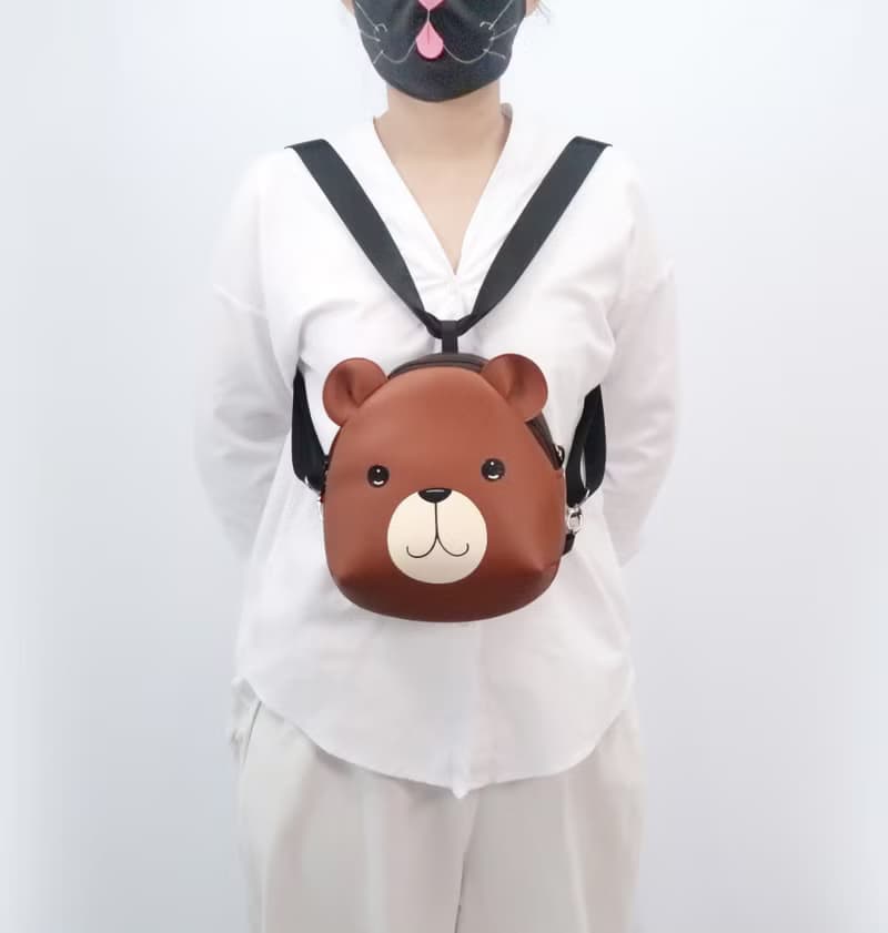 Brown bear mini backpack ,Bear crossbody bag,hand painted bag, handmade backpack