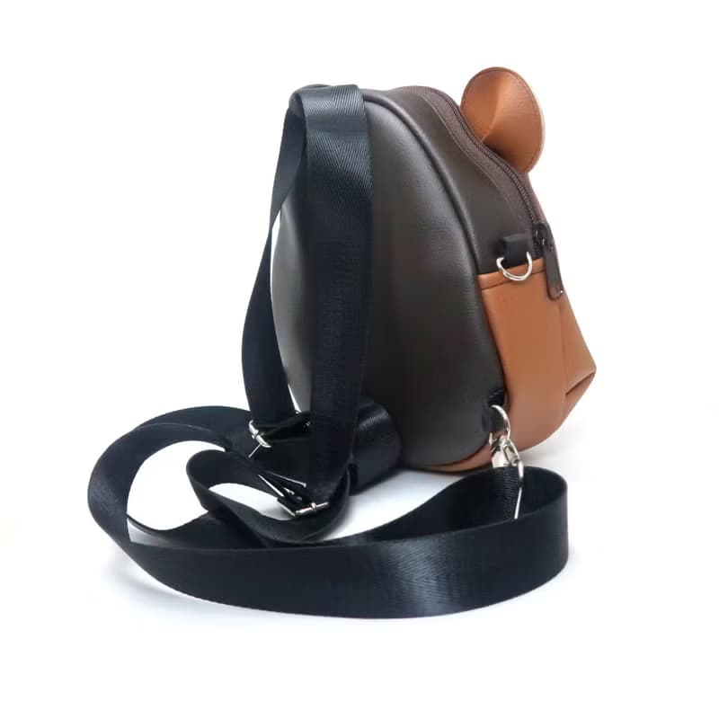 Brown bear mini backpack ,Bear crossbody bag,hand painted bag, handmade backpack