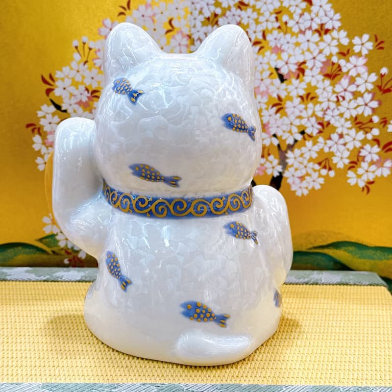 【白晶金運】日本清水燒招財貓 | 達摩花結晶 - 白金運