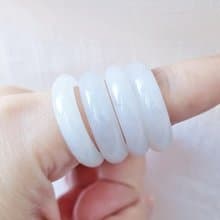 【親翠】天然翡翠 超級白月光極潤白冰嬌透手指鐲16號戒圈