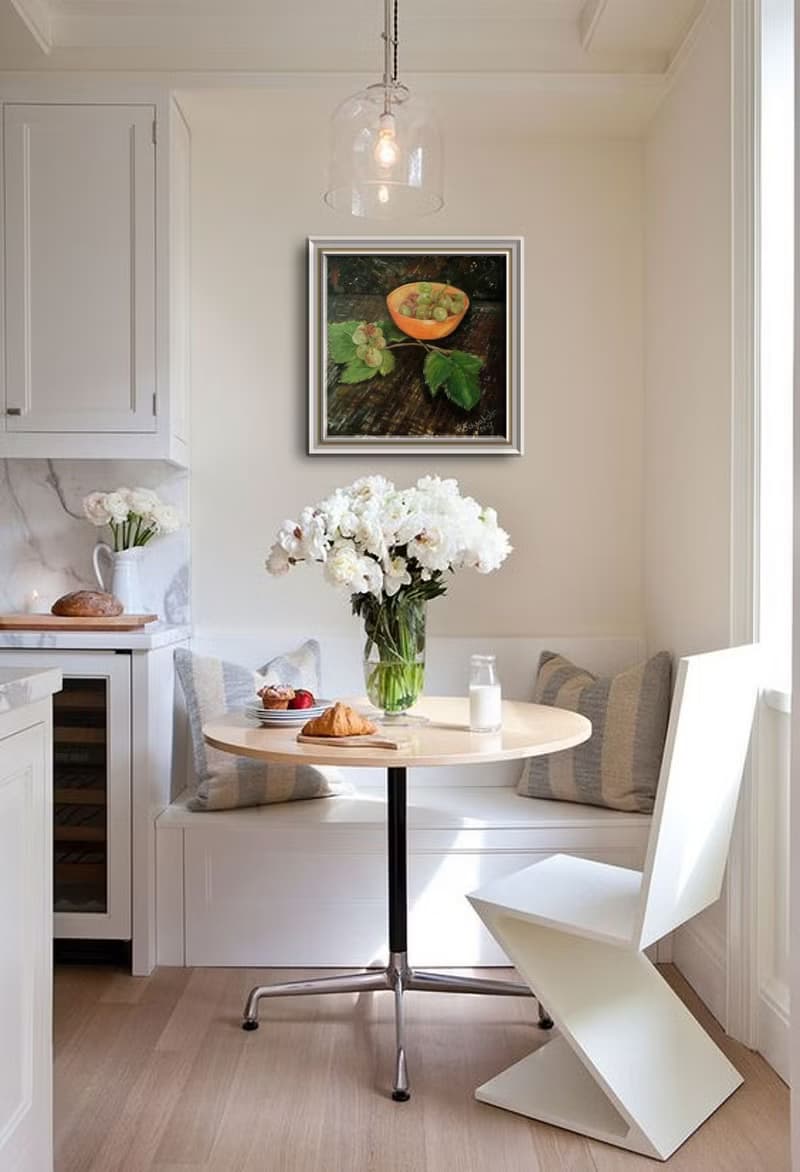 現代綠葡萄靜物原創繪畫暖色調餐廳藝術裝飾