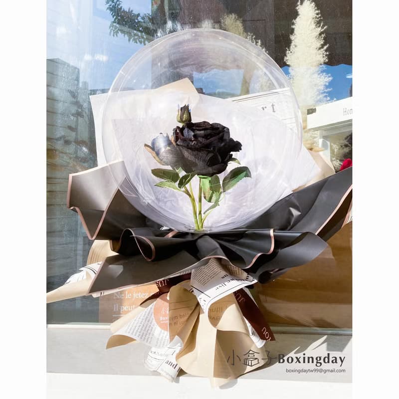 氣球花束(黑玫瑰款) 情人節禮物/白色情人節/生日禮/開幕禮