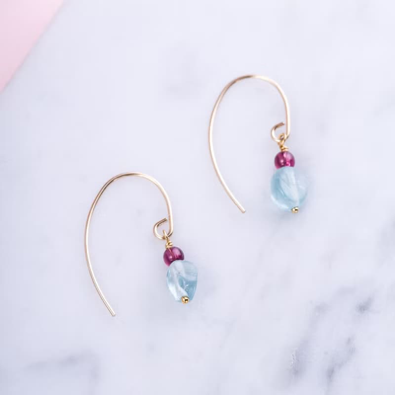 紫牙烏磷灰石14K包金耳環 | 天然石水晶 | 誕生石禮物|設計師推薦