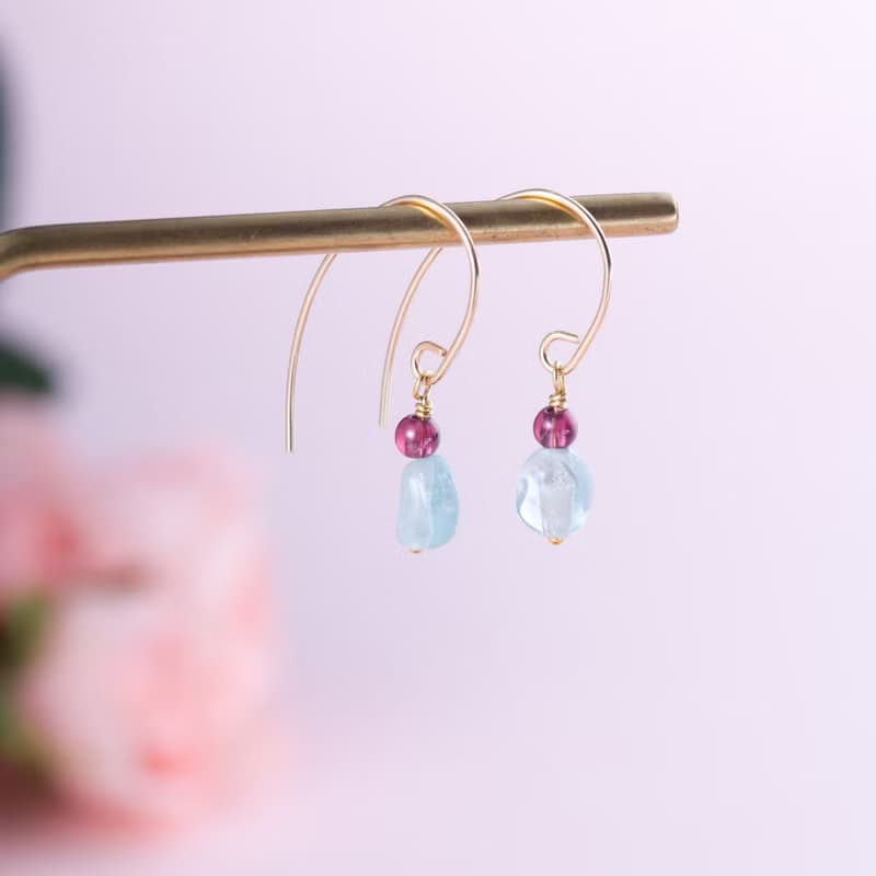 紫牙烏磷灰石14K包金耳環 | 天然石水晶 | 誕生石禮物|設計師推薦