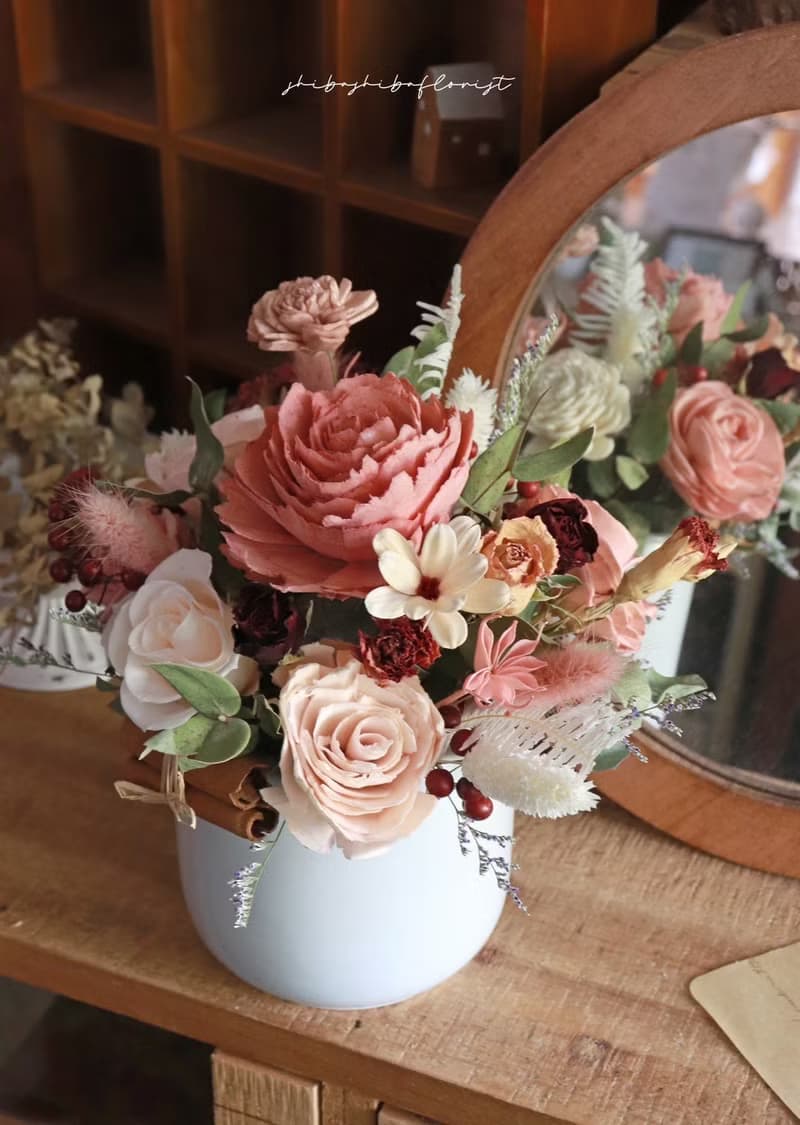 - 肉桂蘋果 - 永生開幕盆花 乾燥花 索拉花 新居禮 賀禮