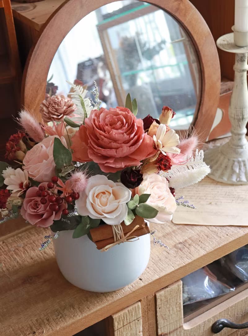 - 肉桂蘋果 - 永生開幕盆花 乾燥花 索拉花 新居禮 賀禮