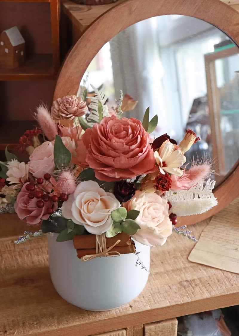 - 肉桂蘋果 - 永生開幕盆花 乾燥花 索拉花 新居禮 賀禮