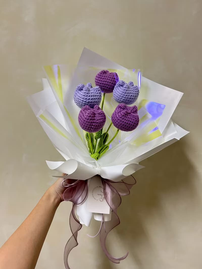 【關於花藝 │針織鬱金香花束】情人節花束 針織花 鬱金香 面交