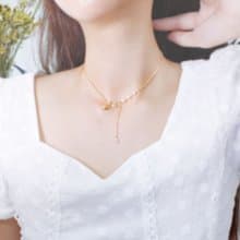 Giftest淡水珍珠/玫瑰 受洗花基督教情人節女朋友禮物項鍊聖經N54