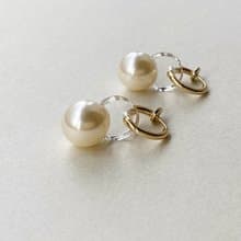 クリスタルパールフープピアス/イヤリング