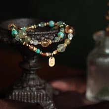 無聲的讚嘆 I 葡萄石沙弗萊天河石雙圈手鍊 C1664