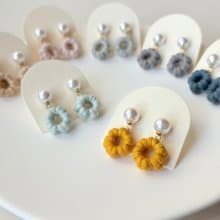 【原創－飾品】珍珠簍空花 手作編織 耳環 耳針 耳夾